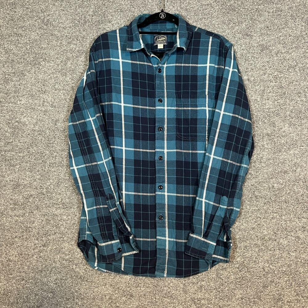 J.Crew Shirt Mens Small Blue Plaid Flannel Button Up Long Sleeve Casual